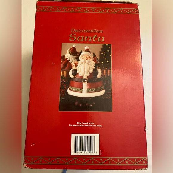 DECORATIVE SANTA FIGURINE, Holding A Golden Bell & Bag W/ Presents. Comes W/ Box - Picture 6 of 8
